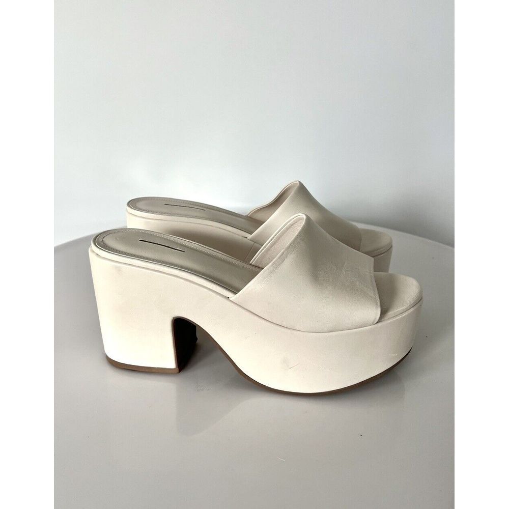 LARROUDE $315 Miso Platform Sandal In Ivory Leather 8.5 Made In Brazil